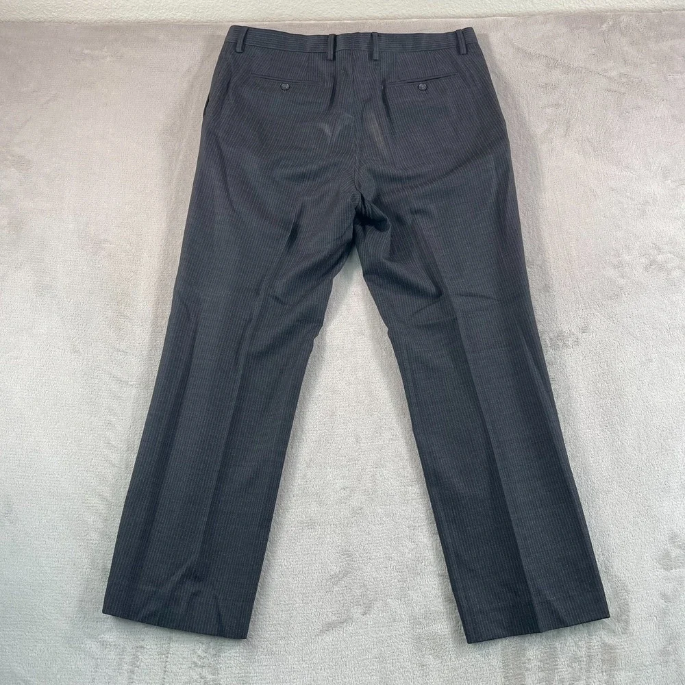 Banana Republic Classic Fit Pants Men 36x31 Grey Striped‎ Wool Straight Leg